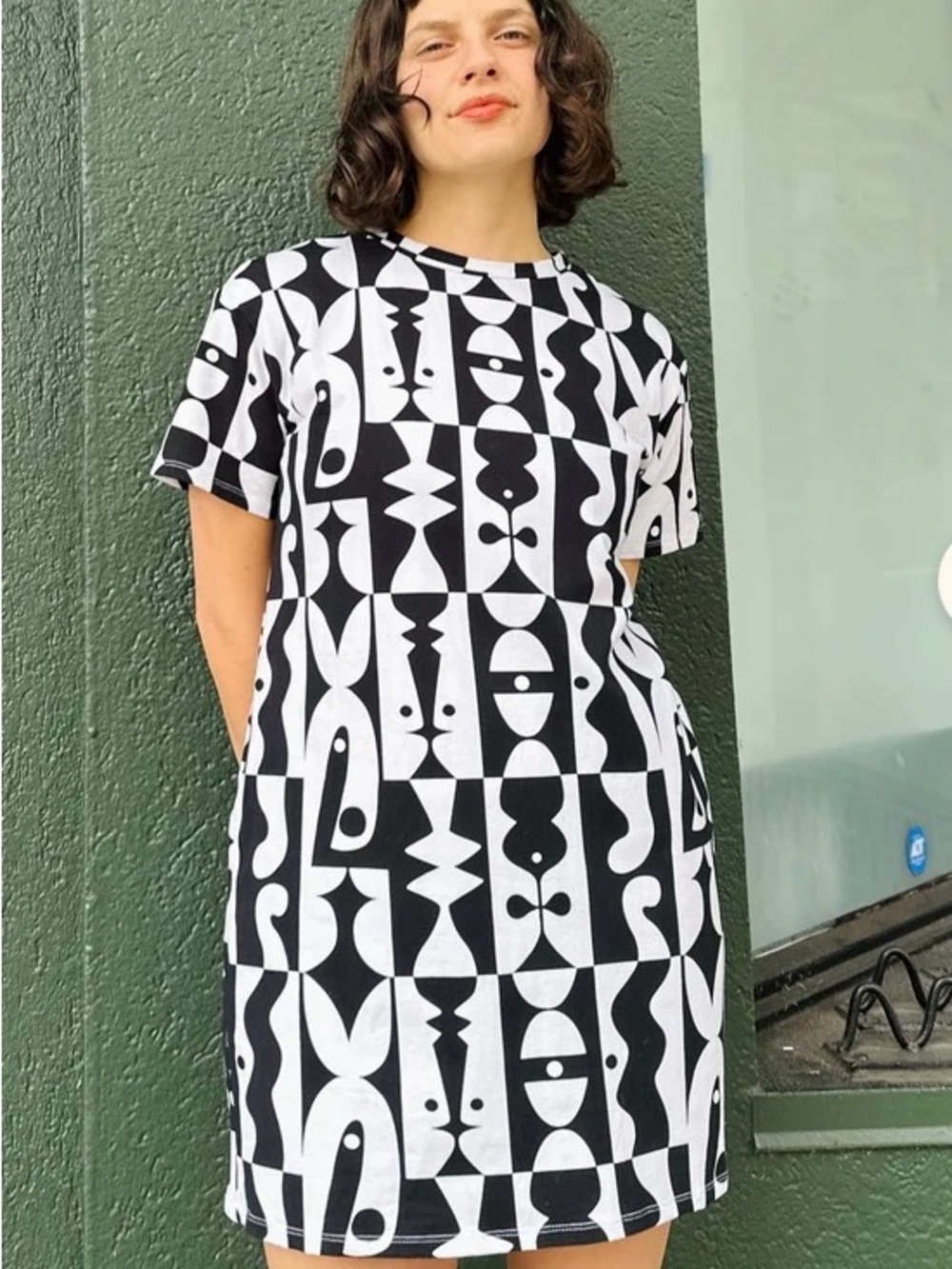 Nooworks Tee Dress Illusion Print sz Small